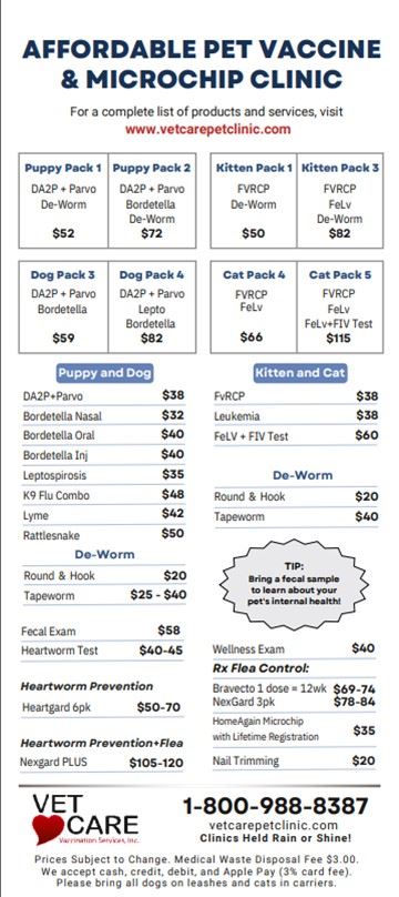 Vaccine Clinic Prices
