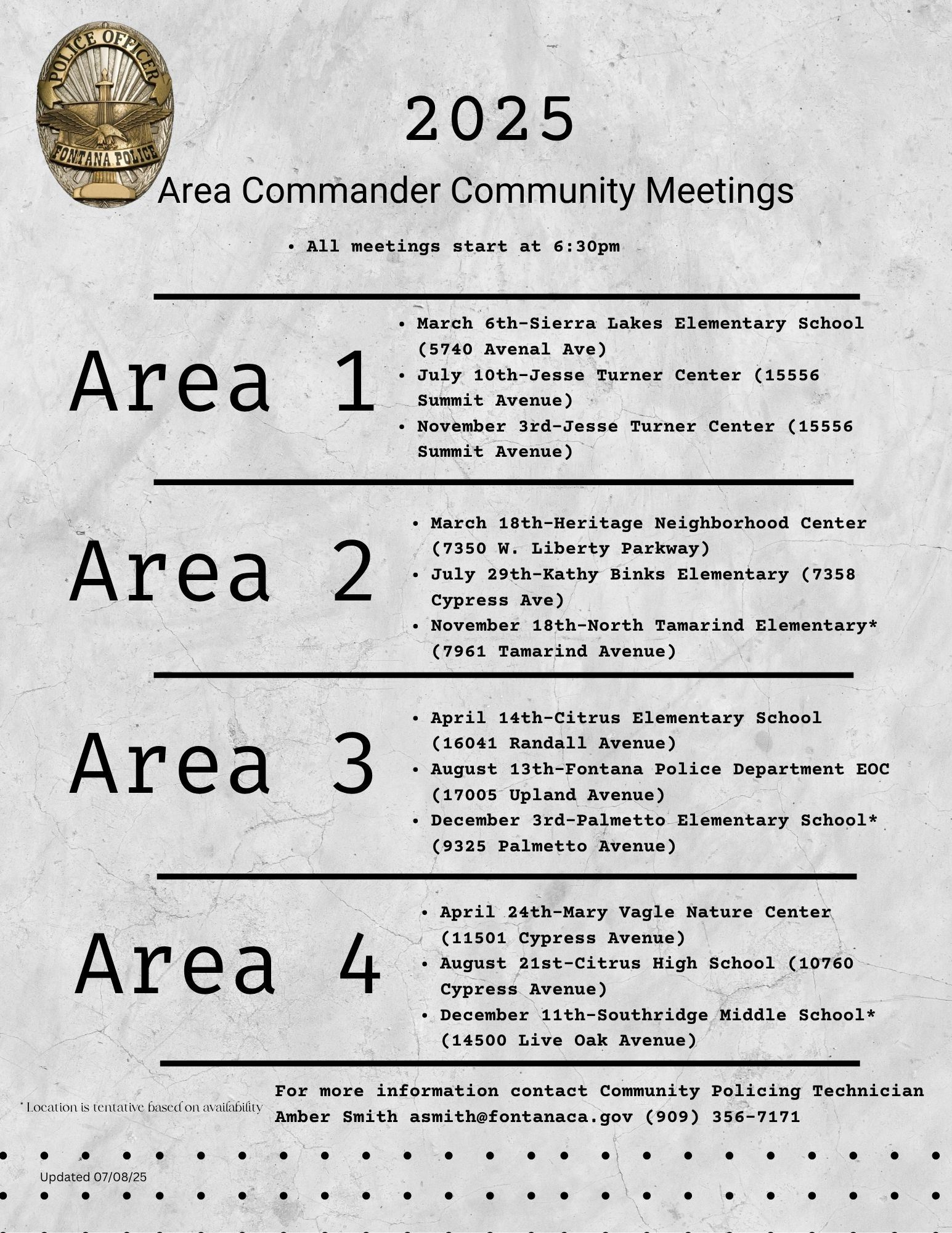 Updated 2025 Community Meetings (10/14/25)